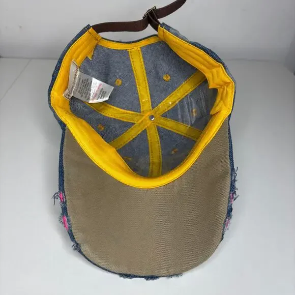 USA Denim Bedazzled Rhinestone American Flag Distressed Baseball Hat Cap NWT NEW - Picture 7 of 11